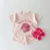 Korea 2022 Summer New Infant Baby Boy Clothes Set Cartoon 3D Bear Printed T shirts Tops+Toddler Girl Breathable Shorts 2pcs Set