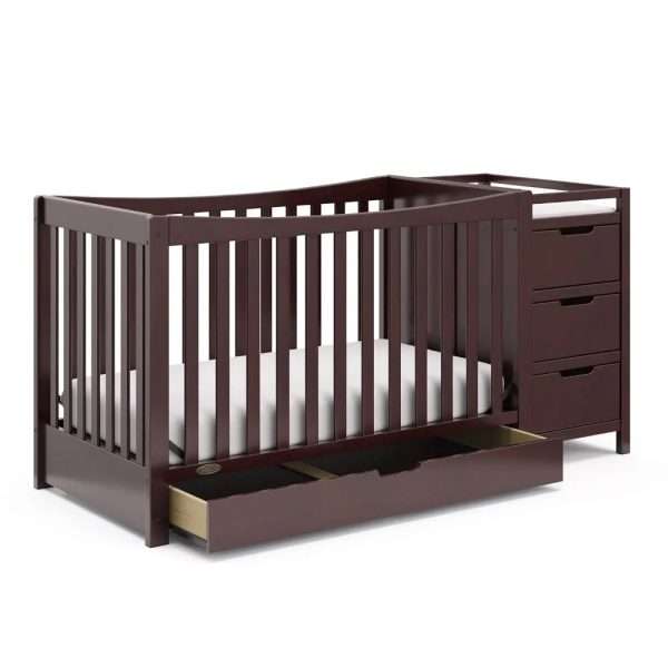 New-5-In-1-Convertible-Crib-Changer-with-Drawer-Crib-and-Changing-Table-Combo-Includes-Changing_516554d5-15f8-4317-a56c-f4a427ff8979.jpg New 5-In-1 Convertible Crib & Changer with Drawer Crib and Changing-Table Combo, Includes Changing Pad, Converts To Toddler Bed