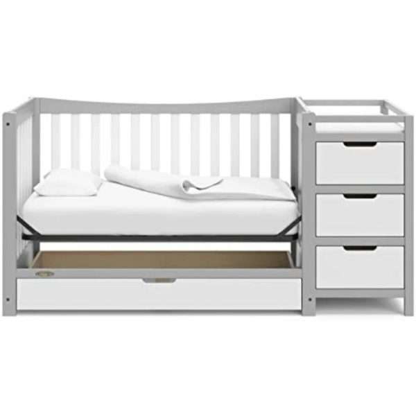 New-5-In-1-Convertible-Crib-Changer-with-Drawer-Crib-and-Changing-Table-Combo-Includes-Changing_b7d68123-870a-4ab3-8b81-472a5539446b.jpg New 5-In-1 Convertible Crib & Changer with Drawer Crib and Changing-Table Combo, Includes Changing Pad, Converts To Toddler Bed