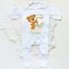 Personalised Baby Sleepsuit Cartoon Bear Letter Babygrow Sleepsuit Infant Coming Home Outfit Custom Name Romper Newbron Present