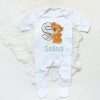 Personalised Baby Sleepsuit Cartoon Bear Letter Babygrow Sleepsuit Infant Coming Home Outfit Custom Name Romper Newbron Present