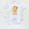 Personalised Baby Sleepsuit Cartoon Bear Letter Babygrow Sleepsuit Infant Coming Home Outfit Custom Name Romper Newbron Present