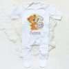 Personalised Baby Sleepsuit Cartoon Bear Letter Babygrow Sleepsuit Infant Coming Home Outfit Custom Name Romper Newbron Present