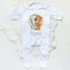 Personalised Baby Sleepsuit Cartoon Bear Letter Babygrow Sleepsuit Infant Coming Home Outfit Custom Name Romper Newbron Present