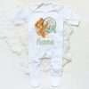 Personalised Baby Sleepsuit Cartoon Bear Letter Babygrow Sleepsuit Infant Coming Home Outfit Custom Name Romper Newbron Present