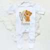 Personalised Baby Sleepsuit Cartoon Bear Letter Babygrow Sleepsuit Infant Coming Home Outfit Custom Name Romper Newbron Present