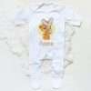 Personalised Baby Sleepsuit Cartoon Bear Letter Babygrow Sleepsuit Infant Coming Home Outfit Custom Name Romper Newbron Present