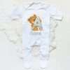 Personalised Baby Sleepsuit Cartoon Bear Letter Babygrow Sleepsuit Infant Coming Home Outfit Custom Name Romper Newbron Present