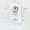 Personalised Baby Sleepsuit Cartoon Bear Letter Babygrow Sleepsuit Infant Coming Home Outfit Custom Name Romper Newbron Present