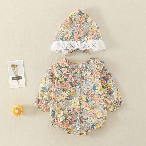 Summer-Baby-Girls-Romper-Hat-Cotton-Peter-Pan-collar-Ruffles-Lace-Long-Sleeve-Infant-Newborn-Jumpsuits.jpg Summer Baby Girls Romper+Hat Cotton Peter Pan collar Ruffles Lace Long Sleeve Infant Newborn Jumpsuits Bebe Cute Garments 3-24M