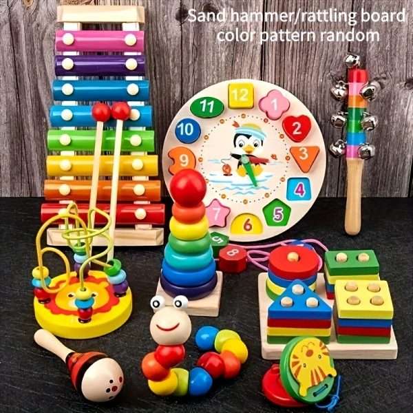 a1b532275f1c4c2277f7dc664a1a2eac.jpg Nine-in-one Wooden Montessori Toys, Ringing Bells, Ringing Drums And Drum Set Musical Instruments, Early Childhood Education, Toddler Toys Christmas Gifts Halloween Thanksgiving Christmas Gifts