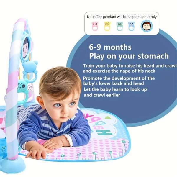 a43db7dc56c62c27646f0a9ad5e6e72b.jpg 1pc Musical Baby Gym Play Mat with Piano Pedal Toy - Perfect for Developing Motor Skills and Sensory Awareness in Infants - Random Pendant Style - Ideal Gift for Christmas, Halloween, Thanksgiving, and Easter