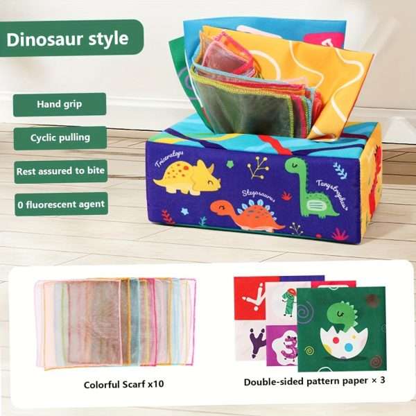 add41f4a9b4e1453f063d3fee2d93572.jpg Montessori Baby Sensory Toy Set - Crinkle Paper Scarves and Tissue Box Toy for Early Learning and Development - Perfect Christmas or Easter Gift Idea