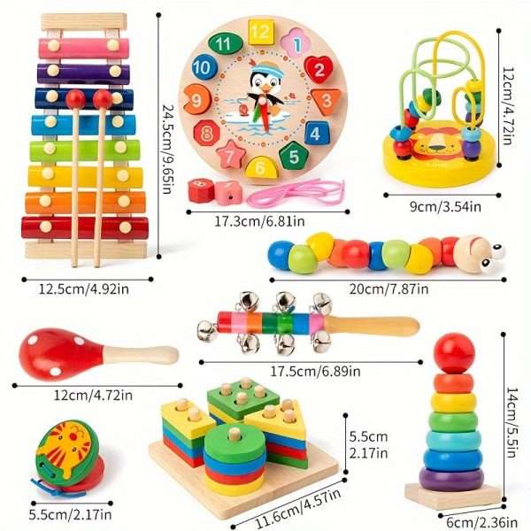bc6afb252db94f206c98c6477fbcf88f-1.jpg Nine-in-one Wooden Montessori Toys, Ringing Bells, Ringing Drums And Drum Set Musical Instruments, Early Childhood Education, Toddler Toys Christmas Gifts Halloween Thanksgiving Christmas Gifts
