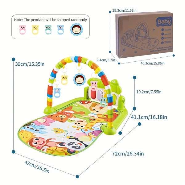 c2586979-9afb-43f2-bcd8-cd5cb0498be2.jpg 1pc Musical Baby Gym Play Mat with Piano Pedal Toy - Perfect for Developing Motor Skills and Sensory Awareness in Infants - Random Pendant Style - Ideal Gift for Christmas, Halloween, Thanksgiving, and Easter