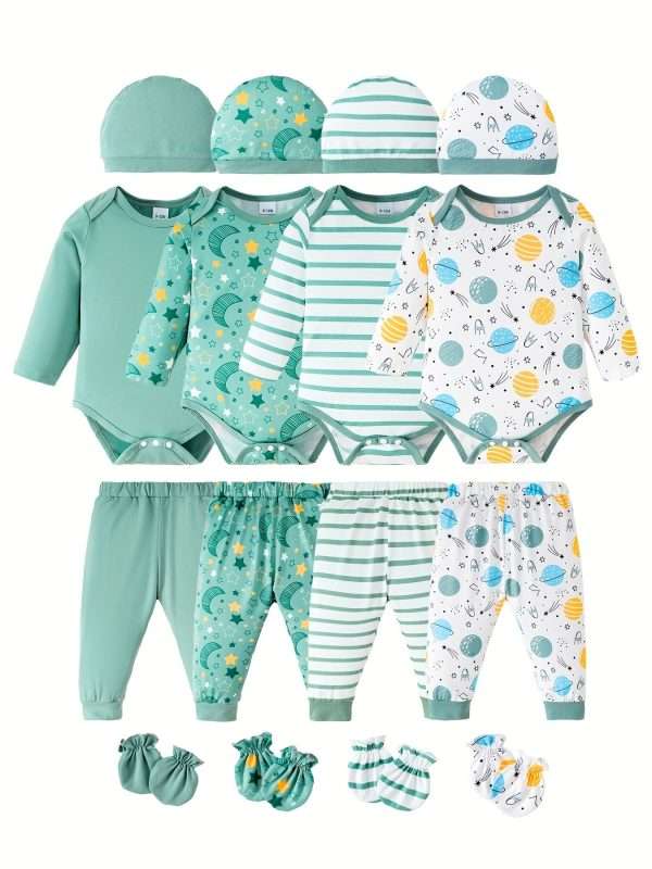 cfa934c72fd1f8d814281ebf0a7c038c-1.jpg Baby Boys Happy Outfit Pregnant Women's Gifts - Solid Color & Starry Sky & Striped & Cosmic Cute Long Sleeve Top + Pants + Hat + Gloves Set