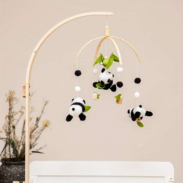 Cartoon Panda Bed Bell, Manual Music Rattle, Sleep Rotating Rattle Toy, Plush Toy