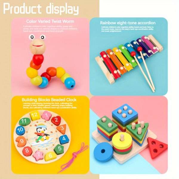 da33f2de4c888d7ecf48c30a9e3bb6ba.jpg Nine-in-one Wooden Montessori Toys, Ringing Bells, Ringing Drums And Drum Set Musical Instruments, Early Childhood Education, Toddler Toys Christmas Gifts Halloween Thanksgiving Christmas Gifts