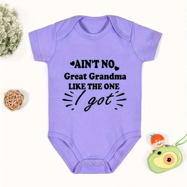 Summer Newborn Toddler's Onesie, Baby Boys And Girls Letter Print Short Sleeve Cotton Romper