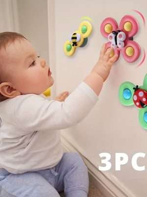 3pcs Sensory Suction Cup Rotating Toys, Early Education And Bathtub Toys, Perfect Birthday Gifts easter gift