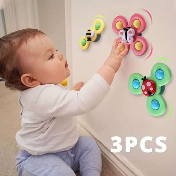 3pcs Sensory Suction Cup Rotating Toys, Early Education And Bathtub Toys, Perfect Birthday Gifts easter gift