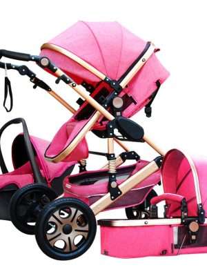 Luxury Fashion Baby Stroller 3 in 1 Foldable Infant Trolley,High Landscape Baby stroller Sit and Lie Baby Pushchair ,poussette
